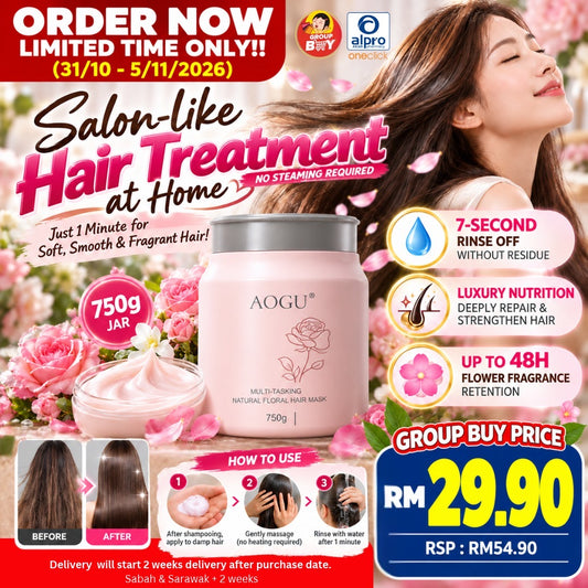 [Group Buy Delivery Start: 20/11/2026] Aogu Flower Scented Hair Mask 750g