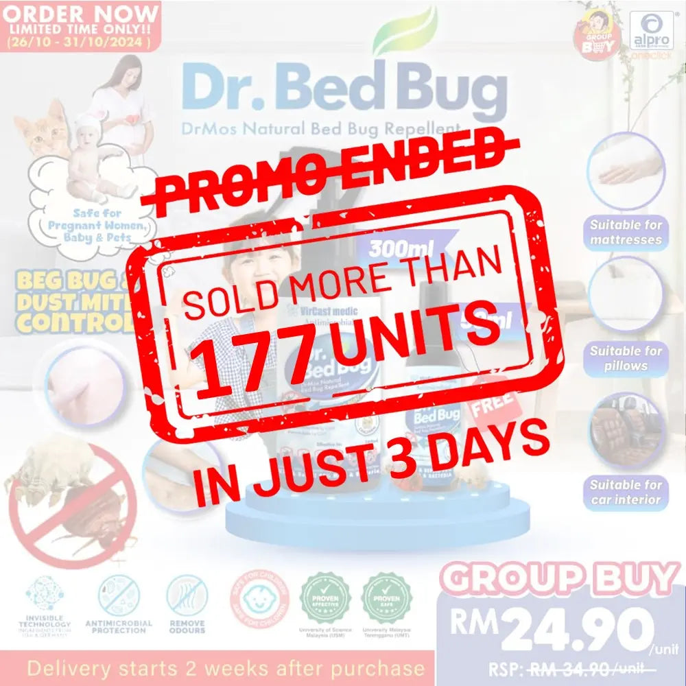 [Group Buy. Delivery Starts: 14/11/2024]  Dr Bed Bug Natural Repellent 300ml + 50ml |  Safe For Pregnant Women & Baby Group Buy