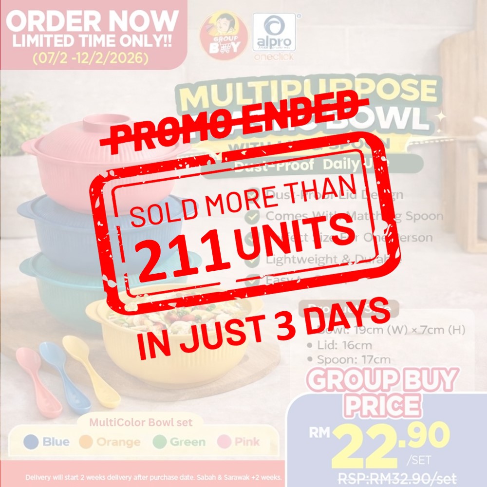 [Group Buy Delivery Starts: 10/03/2026] Multipurpose Plastic Bowl Set 4s Mixed Colour Group Buy
