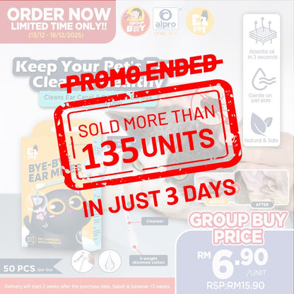 [Group Buy Delivery Starts: 13/1/2026] Ezpet Ez Bye Bye Ear Mites Pet Ear Buds 50s | Contains Essence Oil Group Buy
