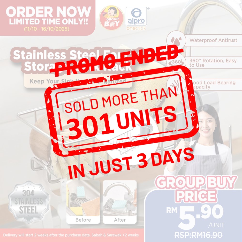 [Group Buy Delivery Starts: 3/11/2025] Stainless Steel Faucet Storage Sink Rack 1s Group Buy