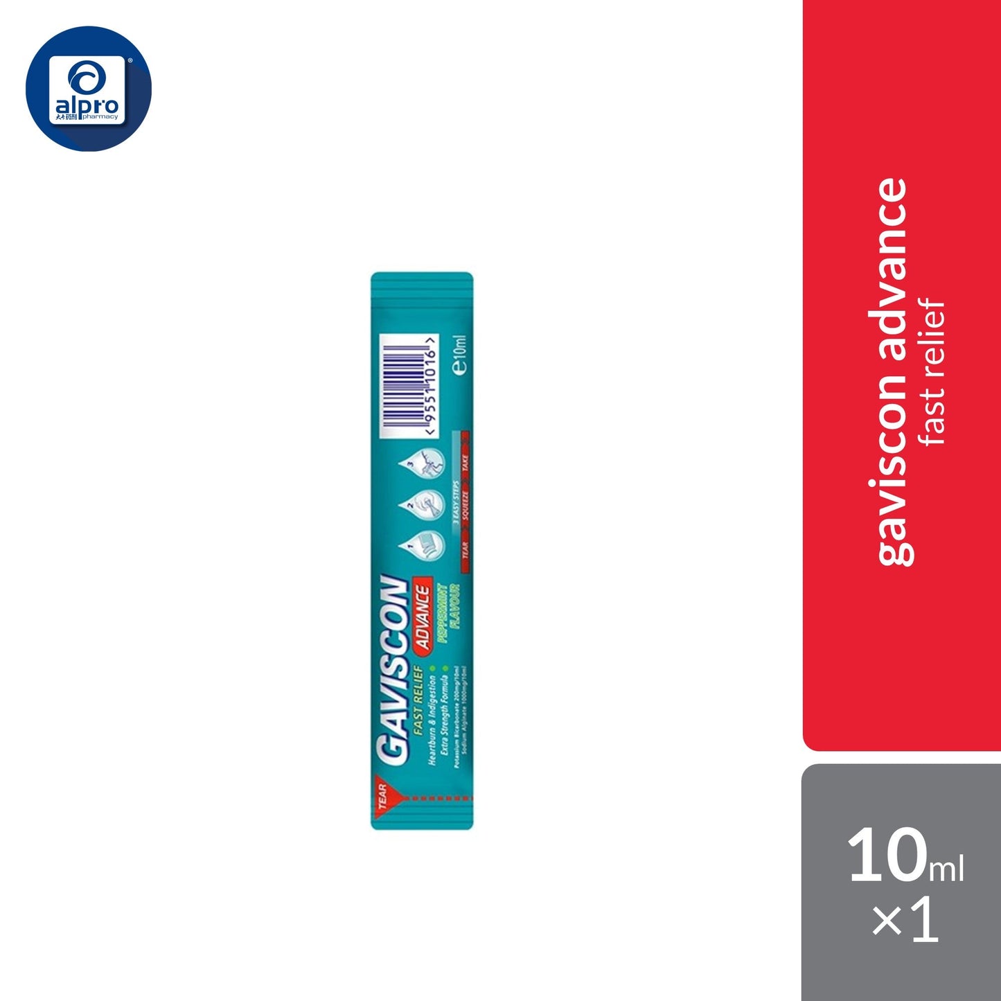 Gaviscon Advance Sachet 10ml X 1s | For Heartburn and Indigestion gaviscon