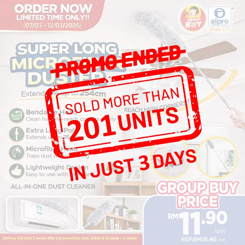 [Group Buy Delivery Starts: 7/4/2026] Microfiber Cleaning Duster With Bendable Head | Super Long Group Buy