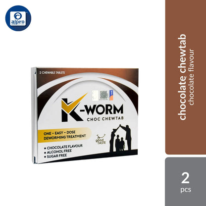 K-worm Choc Chewtab 2s | One-Easy-Dose Deworming Treatment K-Worm