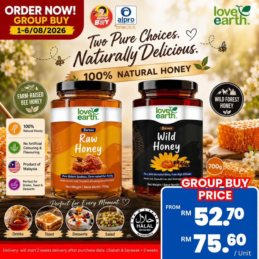 [Group Buy Delivery Starts: 7/9/2026] Love Earth Honey 700g (Wild/Raw) Group Buy