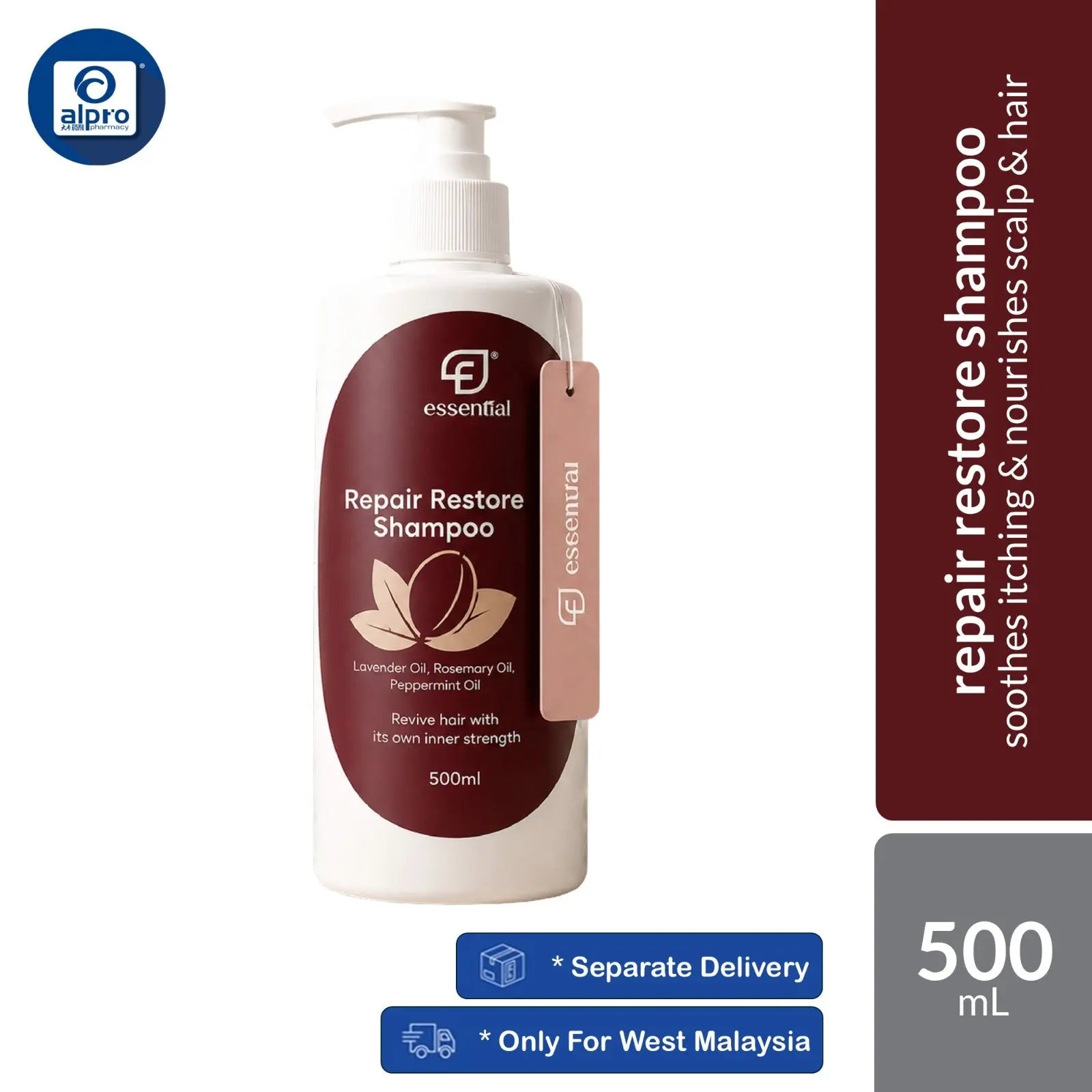 Essential Shampoo Repair Restore Shampoo (500ML) | Suitable For Frizzy, Dandruff And Dry Scalp Essential Hair Care
