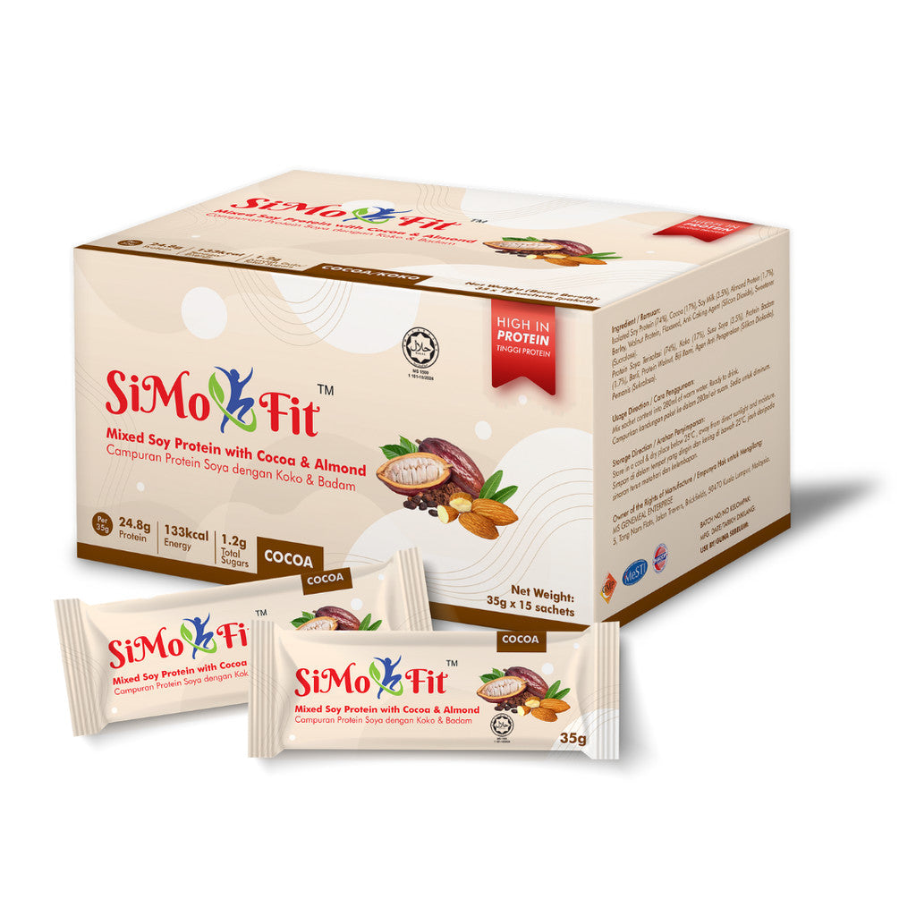Simofit Original Mixed Soy with Almond & (Barley/ Cocoa/ Strawberry) 35g×15s | Premium Plant Based Ingredients Simofit