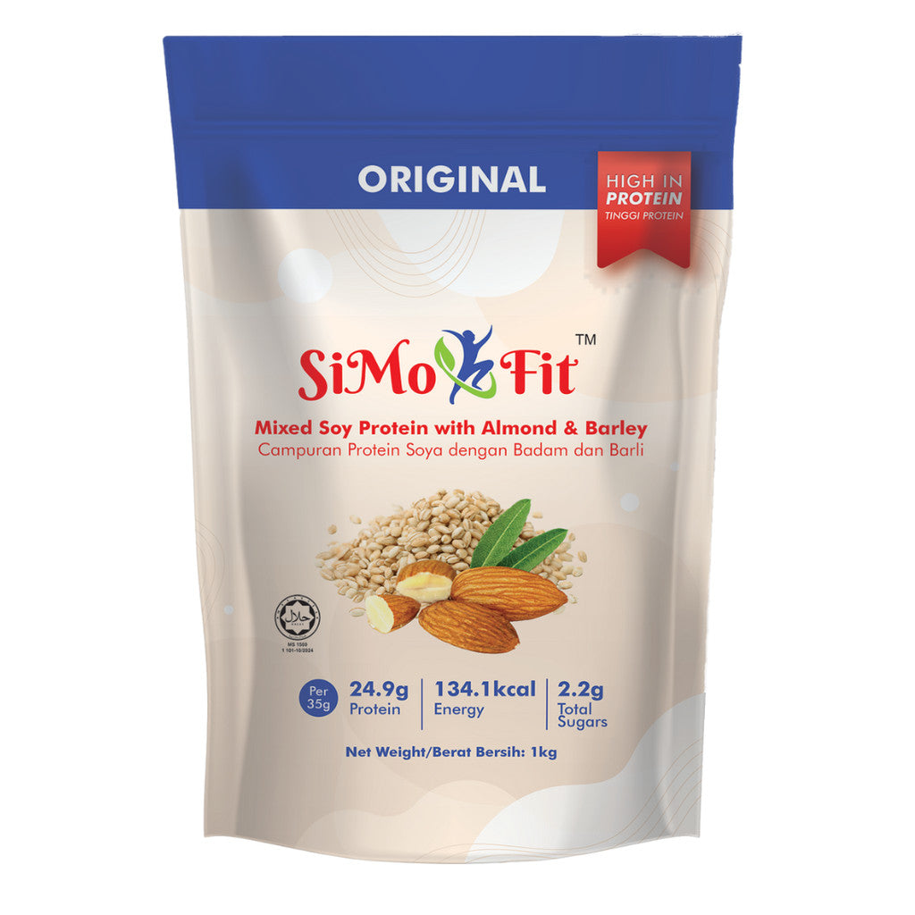 Simofit Original Mixed Soy with Almond & (Barley/ Cocoa/ Strawberry) 1kg | Premium Plant Based Ingredients 1028