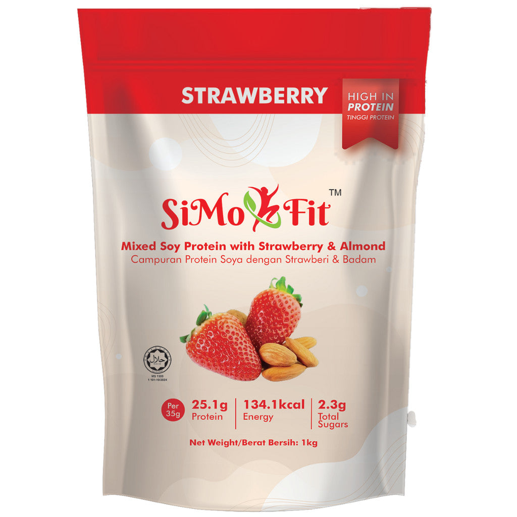 Simofit Original Mixed Soy with Almond & (Barley/ Cocoa/ Strawberry) 1kg | Premium Plant Based Ingredients 1028