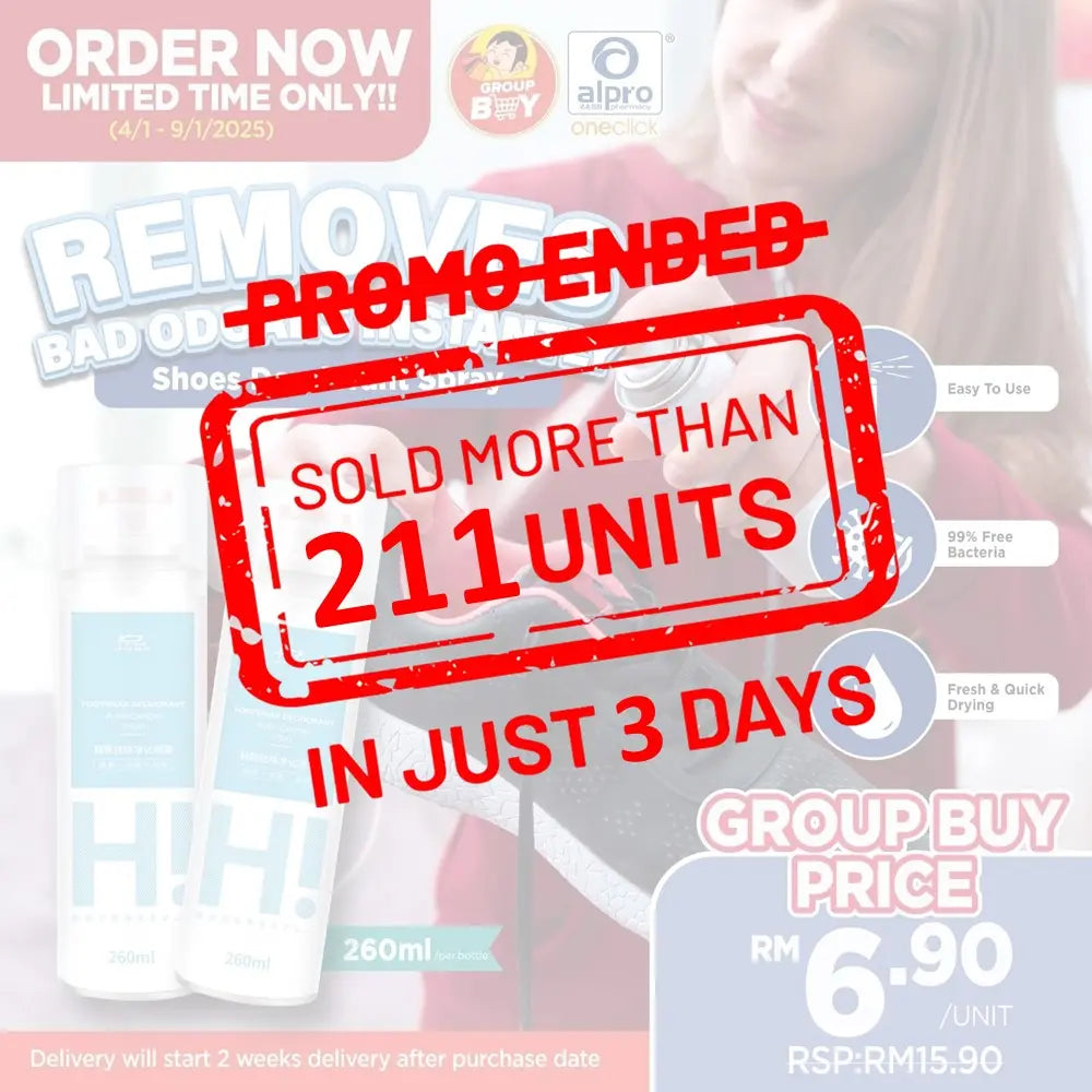 [Group Buy Delivery Starts: 20/1/2025] Shoe Spray Deodorant Anti Smell & Anti Bacterial Group Buy