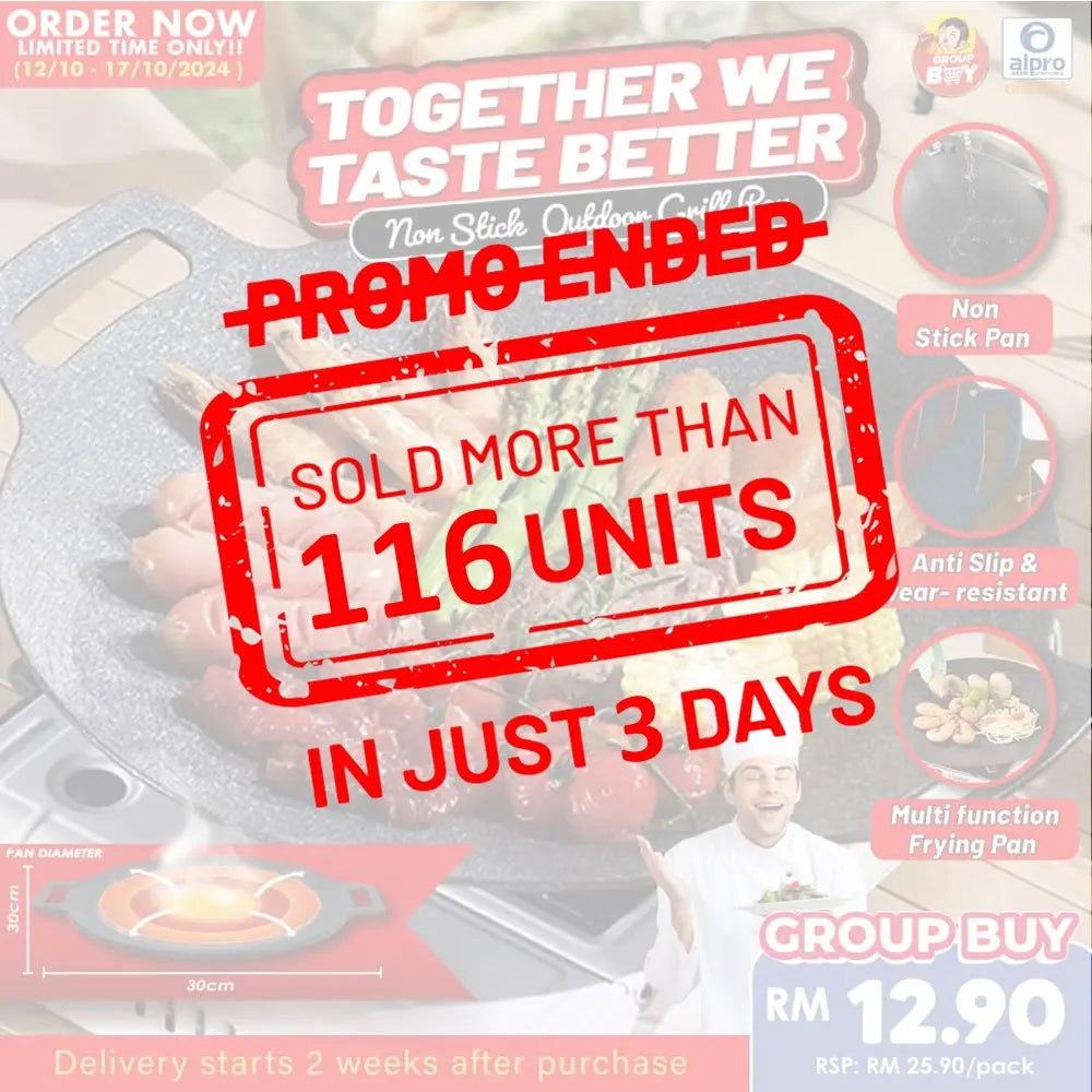 [Group Buy. Delivery Starts: 28/10/2024] Non Stick Grill Pan | Multi-Function Frying Pan Group Buy