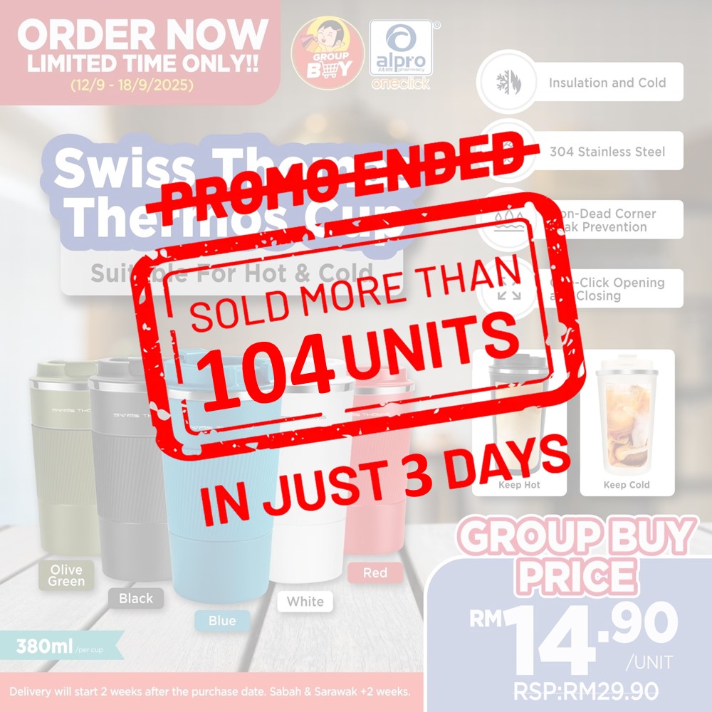 [Group Buy Delivery Starts: 03/10/2025] Swiss Thomas SS304 Thermos Coffee Cup Mug 1s (Red/ Blue/ Black/ Olive Green/ Whi Group Buy